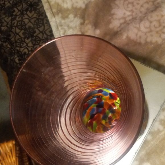 Tote # 2 This is a beautiful Glass Eye Studio Hour Glass Cranberry Rainbow Vase. - Picture 2 of 3